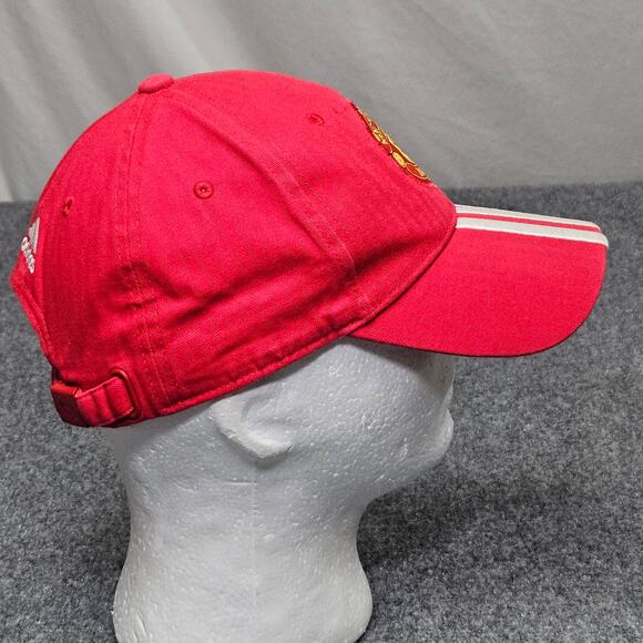 Manchester United Adidas Adjustable Hat Red Soccer Football Cap 3 Stripes - Picture 4 of 10